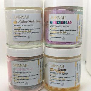 NEW Lot of (4) Aminnah Warm Cuddles Whipped Boddy Butters - Travel Size (4 oz.)